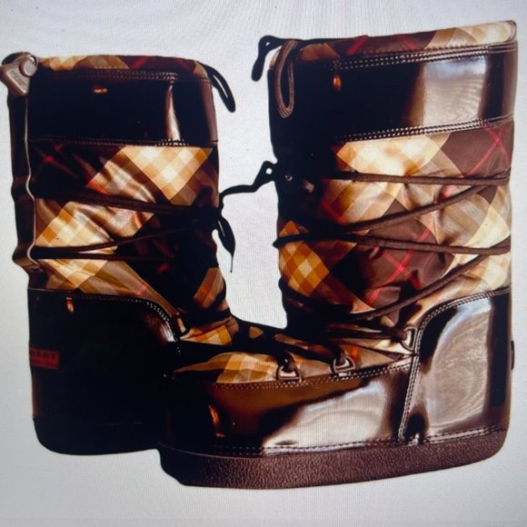 Burberry Nova Check Plaid Moon Boots Snow After Ski "Apres Ski" 7/9 - Picture 2 of 11
